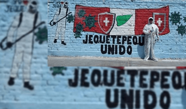 Joven pintó mural contra coronavirus en Jequetepeque