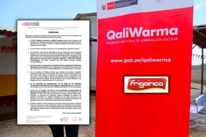 Midis destituye a 6 por corrupción en Qali Warma