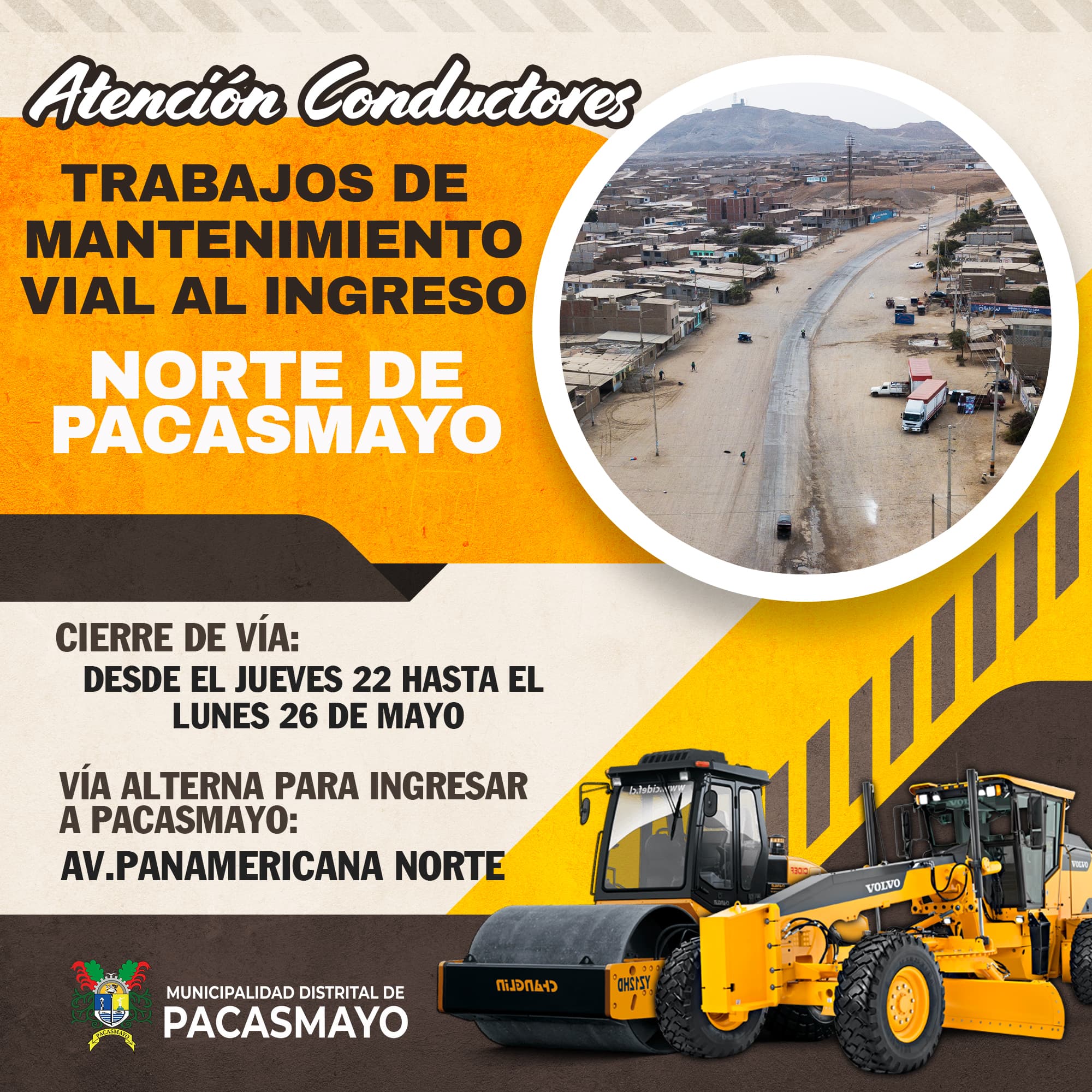 Mantenimiento vial en Pacasmayo: Importante aviso