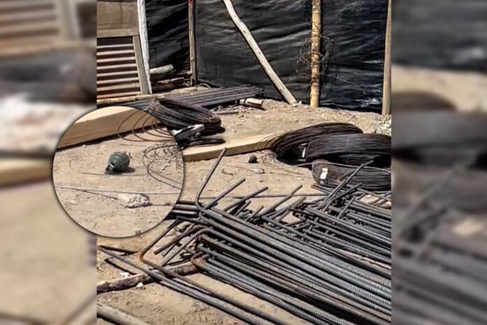 Granada de guerra hallada en obra de Chepén