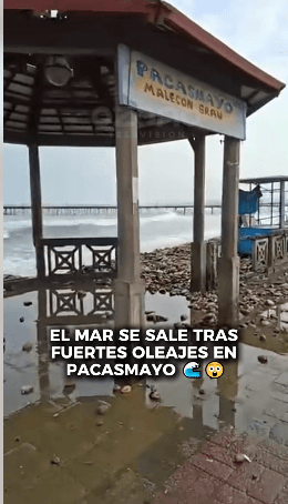 Oleajes inundan Malecón Grau en Pacasmayo el 4 de junio