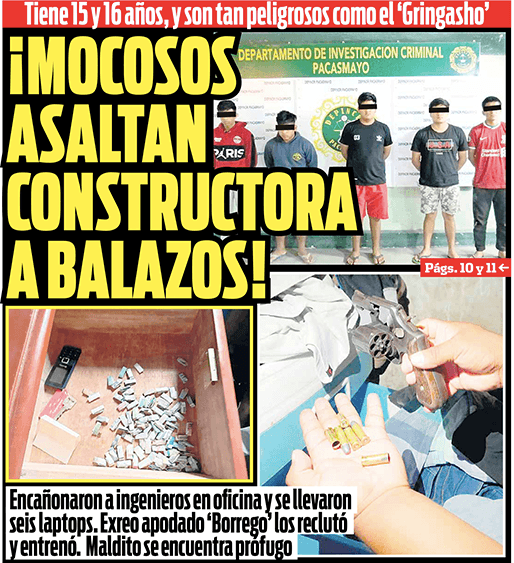Mocosos crean sanguinaria banda para asaltar constructora a balazos