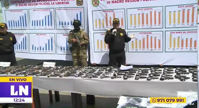 <strong><em>PNP PRESENTA ARMAS DE FUEGO INCAUTADAS DE ENERO A MAYO Y EN EL MARCO DEL ESTADO DE EMERGENCIA PNP, FF.AA.- 2022</em></strong>
