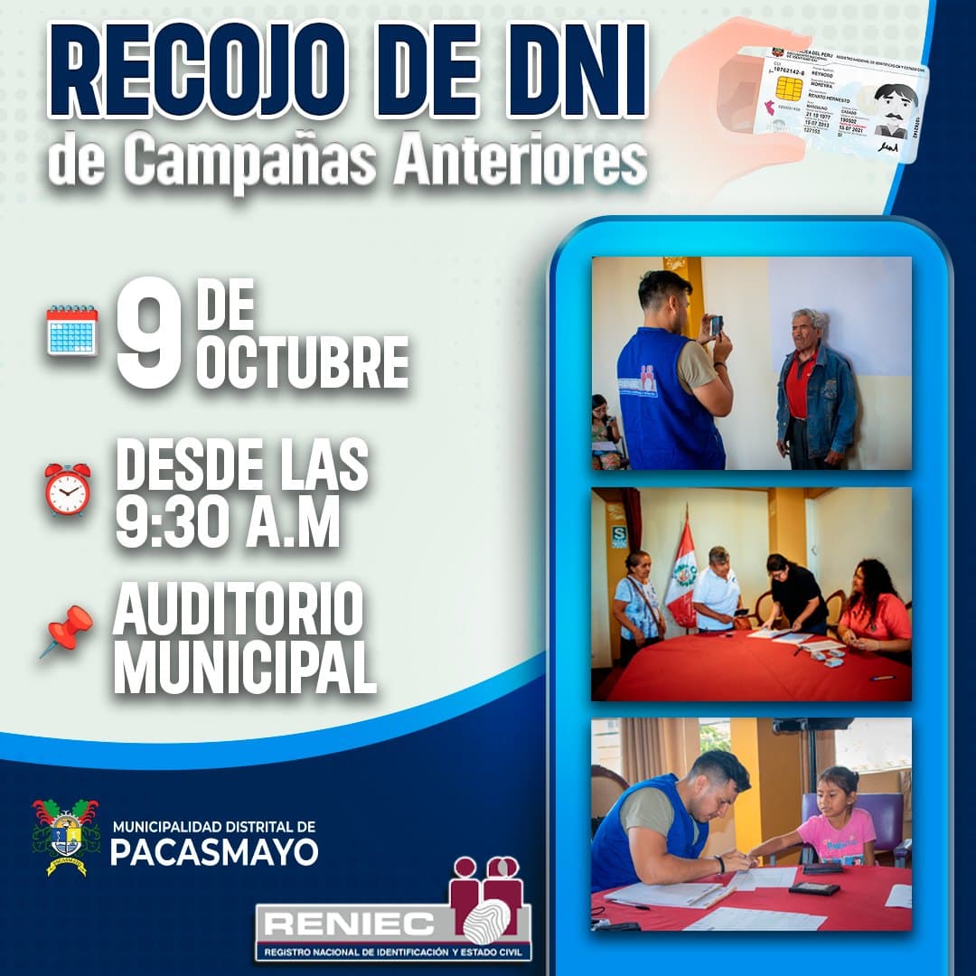 Entrega de DNI en Pacasmayo: ¡Recoge tu documento!