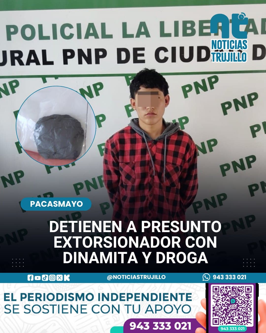 Detenido joven de 19 años en Ciudad de Dios por extorsión