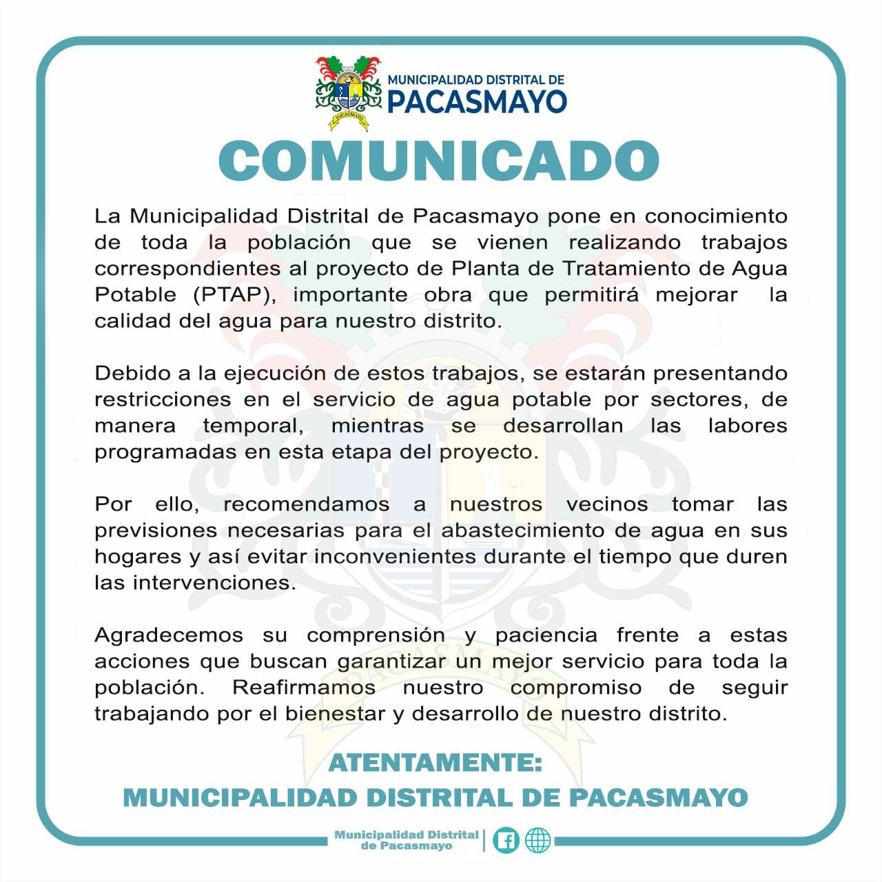 Obras en Planta de Agua Potable en Pacasmayo