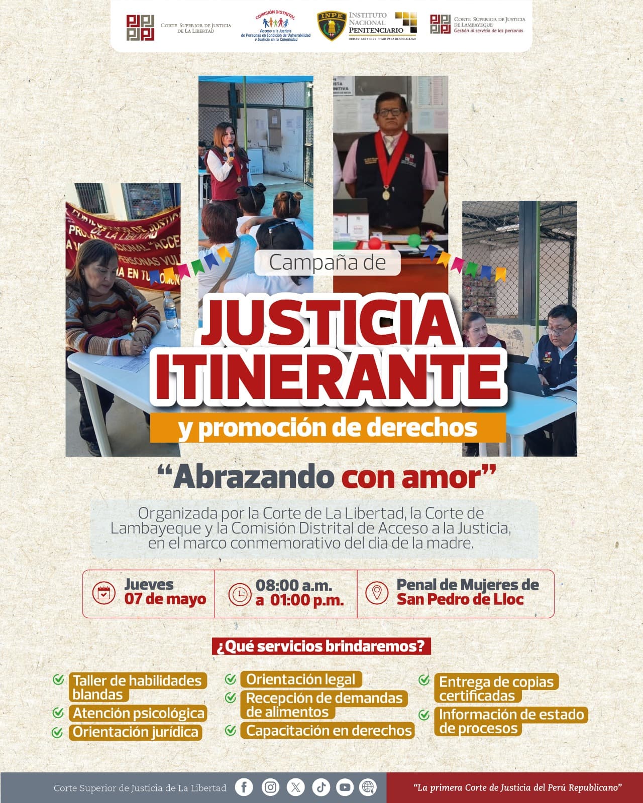Justicia itinerante llega al penal de San Pedro de Lloc