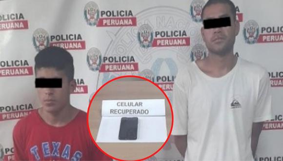 Policía interviene a dos jóvenes por robar un celular a una mujer