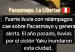 Fuerte lluvia con relámpagos cae sobre Pacasmayo